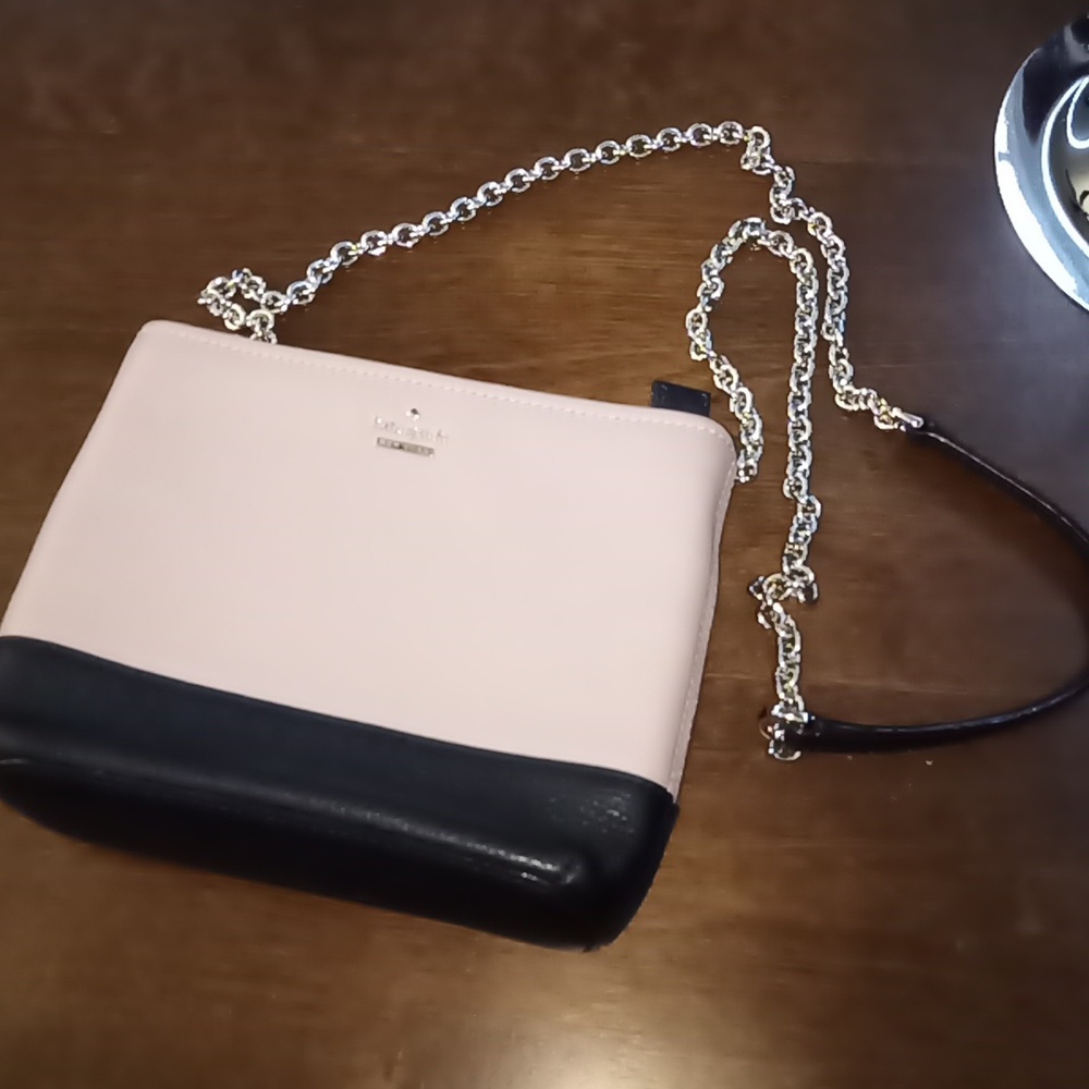 Kate Spade Jackson Street Ellery Crossbody Bag Gold Chain Leather Black Tan